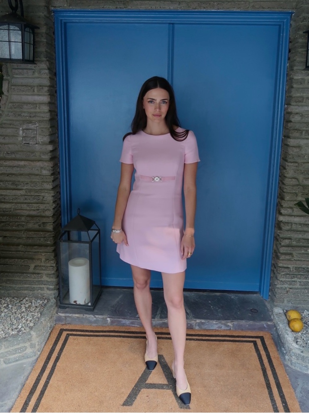 Versace Pink Short Sleeve Mini Dress